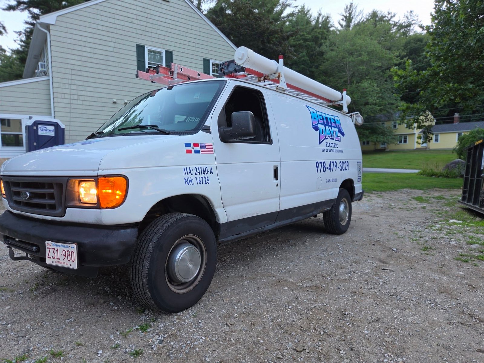 Better Dayz Electric service van ready for an electrical call in Andover, MA